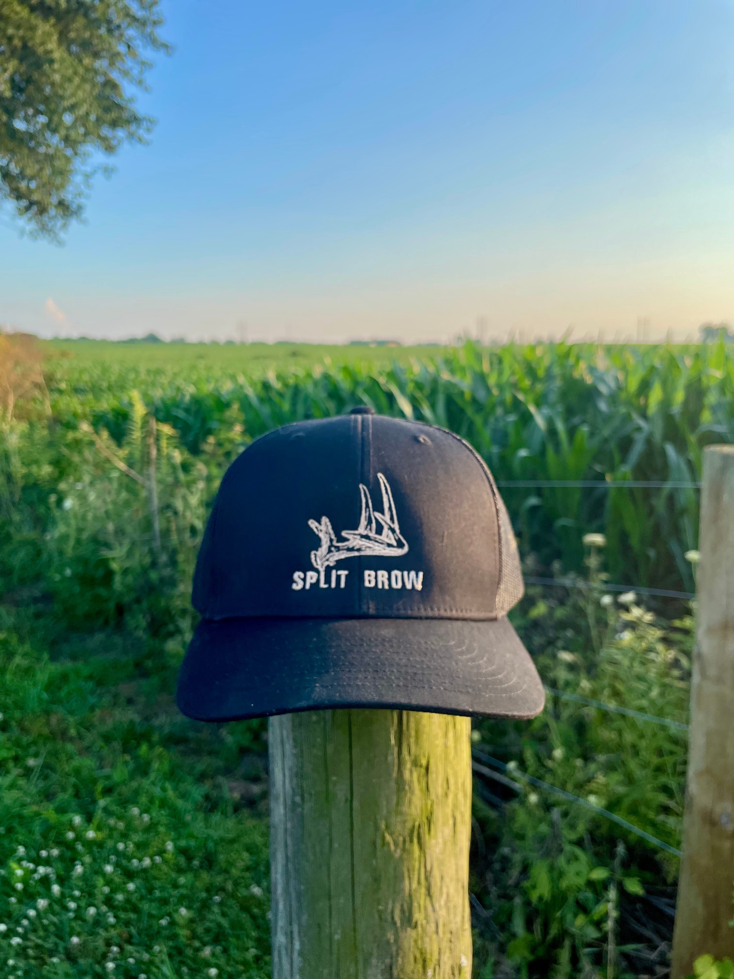 Split Brow Black Trucker Hat